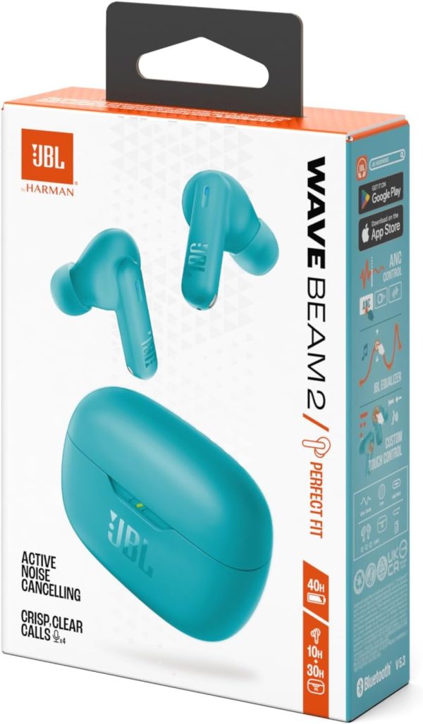 JBL Wave Beam 2 Active Noise Cancelling True Wireless Earbuds, Blue